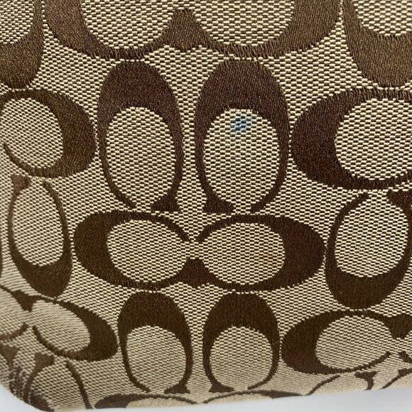 COACH Signature Soho Jacquard/Leather Tote Handbag Triple Entry Satchel F17401 - Picture 7 of 15